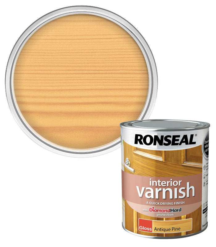 Ronseal Interior Wood Varnish - Antique Pine - Gloss - 750ml