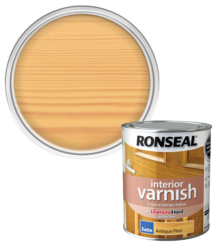 Ronseal Interior Wood Varnish - Antique Pine - Satin - 750ml