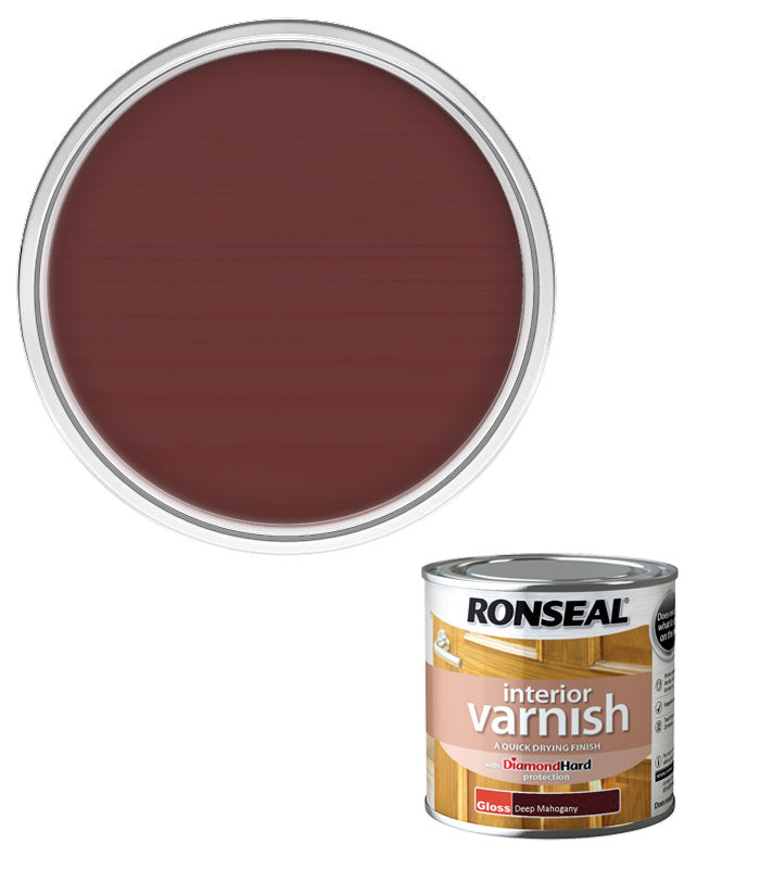 Ronseal Interior Wood Varnish - Deep Mahogany - Gloss - 250ml