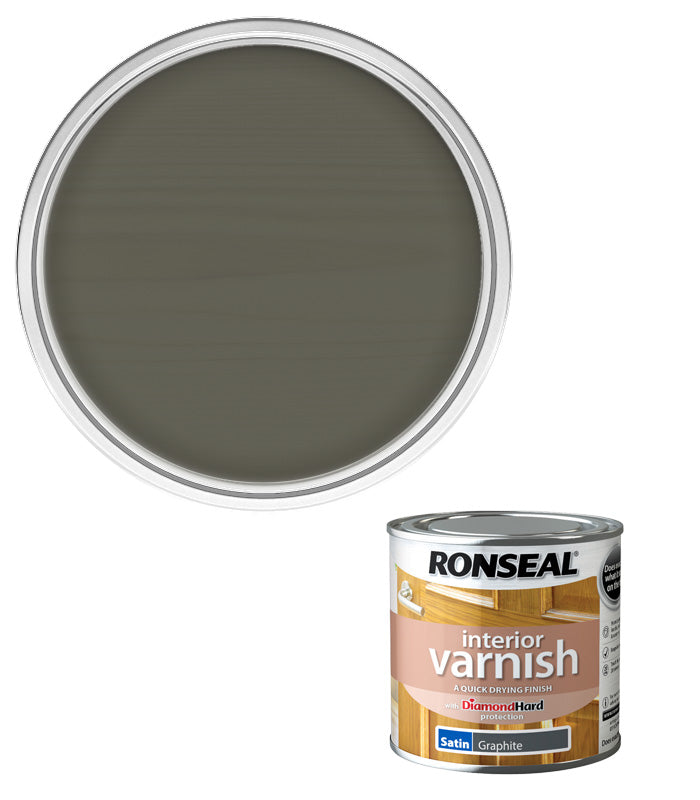 Ronseal Interior Wood Varnish - Graphite - Satin - 250ml