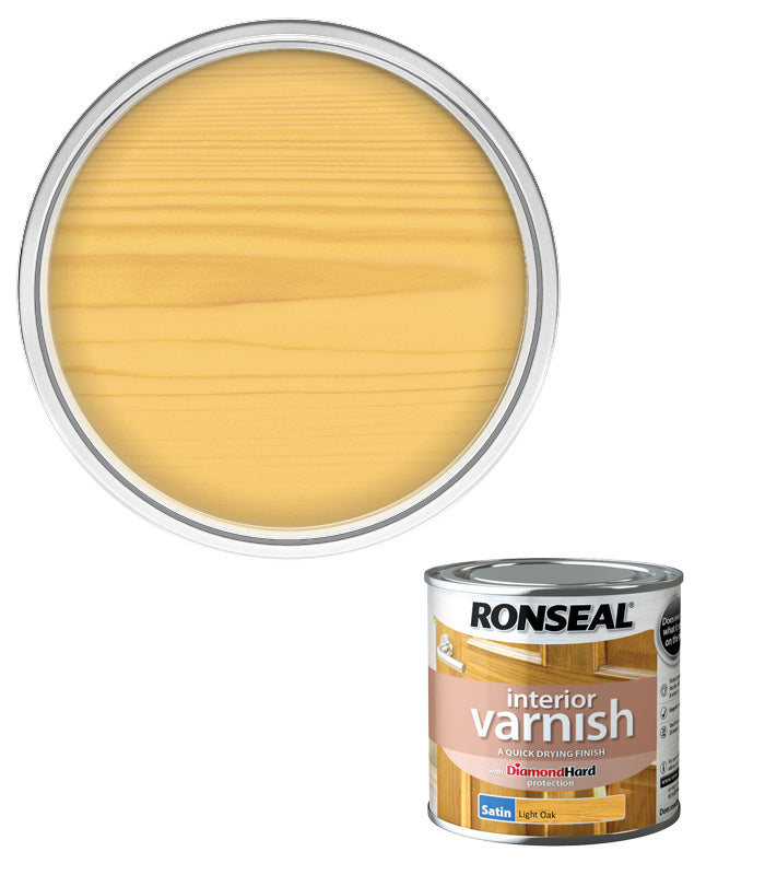 Ronseal Interior Wood Varnish - Light Oak - Satin - 250ml
