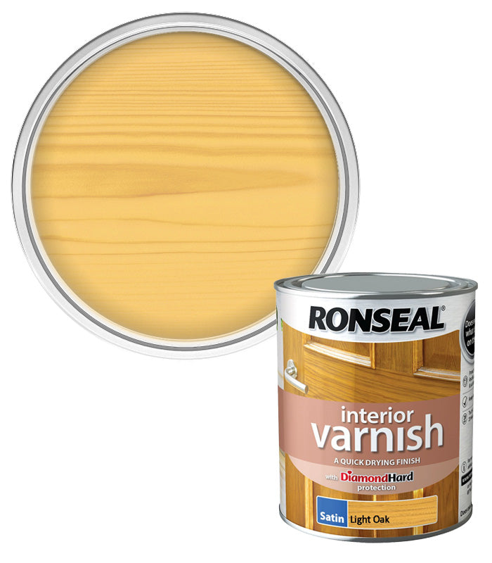 Ronseal Interior Wood Varnish - Light Oak - Satin - 750ml