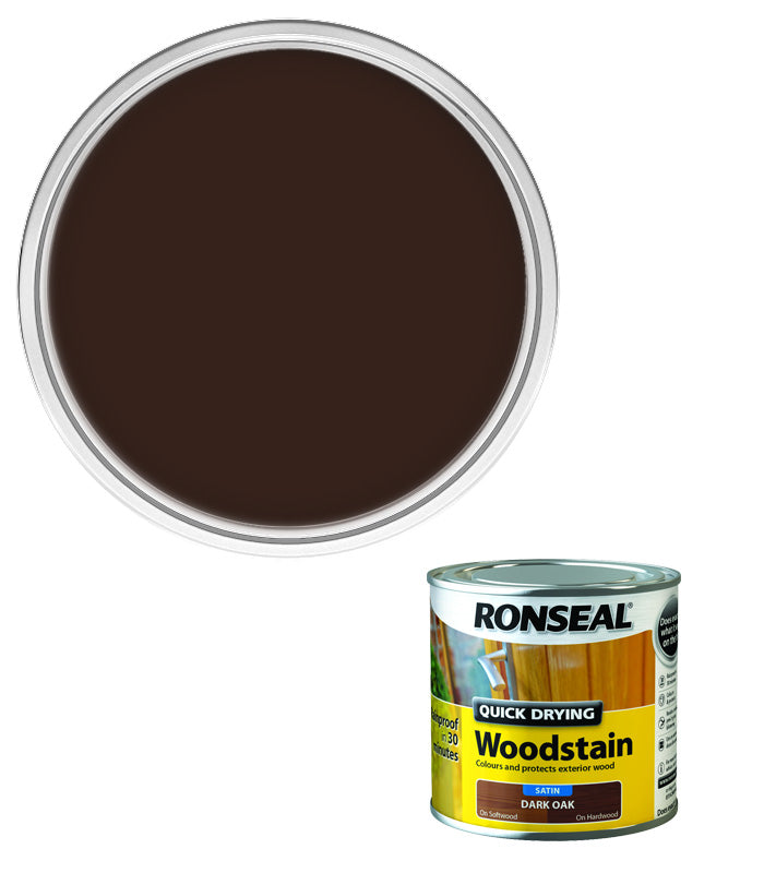 Ronseal Quick Drying Exterior Woodstain  - Dark Oak - Satin - 250ml