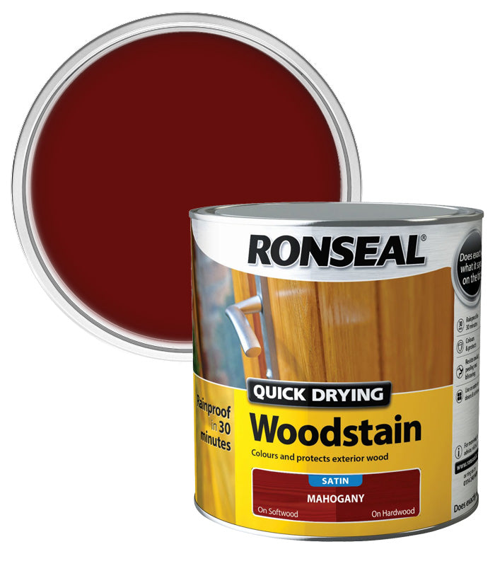 Ronseal Quick Drying Exterior Woodstain - Mahogany - Satin - 2.5L