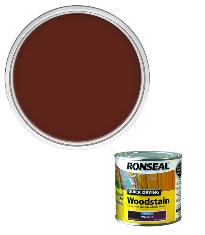 Ronseal Quick Drying Exterior Woodstain - Walnut - Satin - 250ml