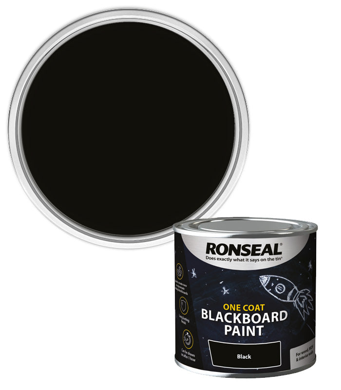 Ronseal One Coat Blackboard Paint - Black - 250ml