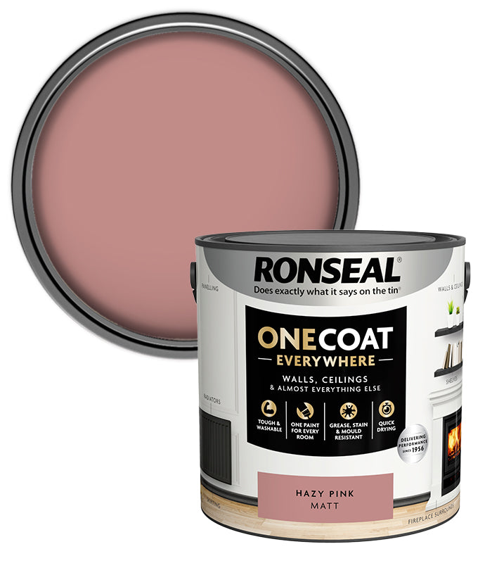 Ronseal One Coat Everywhere Matt - 2.5L - Hazy Pink