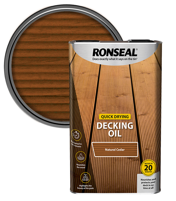 Ronseal Quick Drying Decking Oil - 5L - Natural Cedar