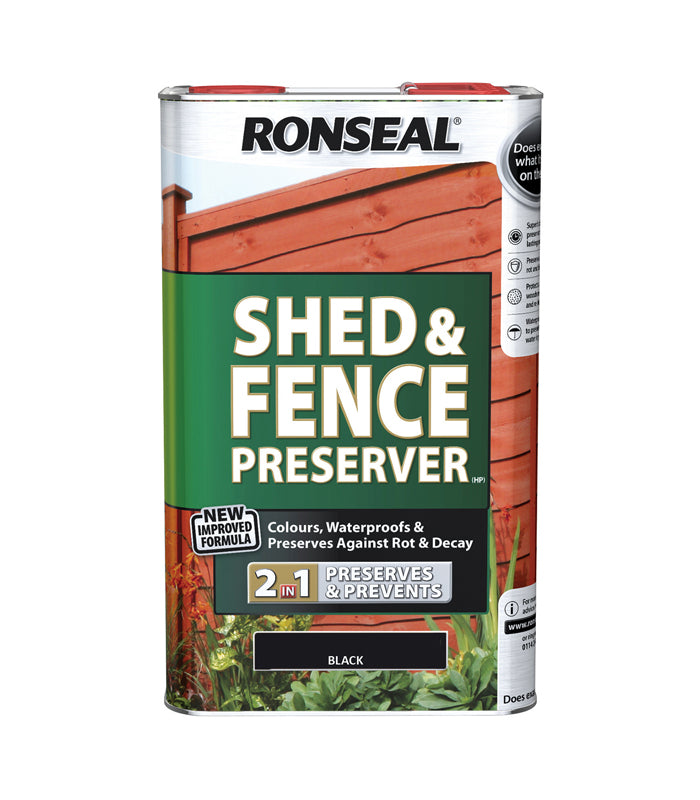 Ronseal Shed and Fence Preserver - 5 Litre - Black