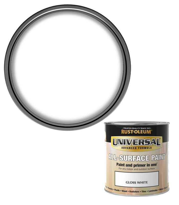 Rust-Oleum Universal All Surface Brush on Paint - Gloss - White - 250ml