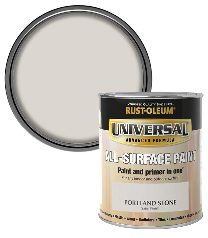 Rust-Oleum Universal All Surface Brush on Paint - Satin - Portland Stone - 750ml