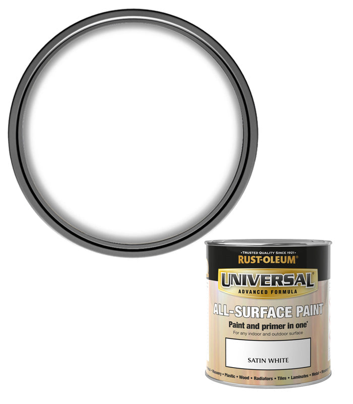 Rust-Oleum Universal All Surface Brush on Paint - Satin - White - 250ml