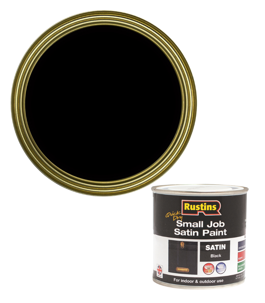 Rustins Quick Dry Small Job Paint - Satin - Black - 250ml