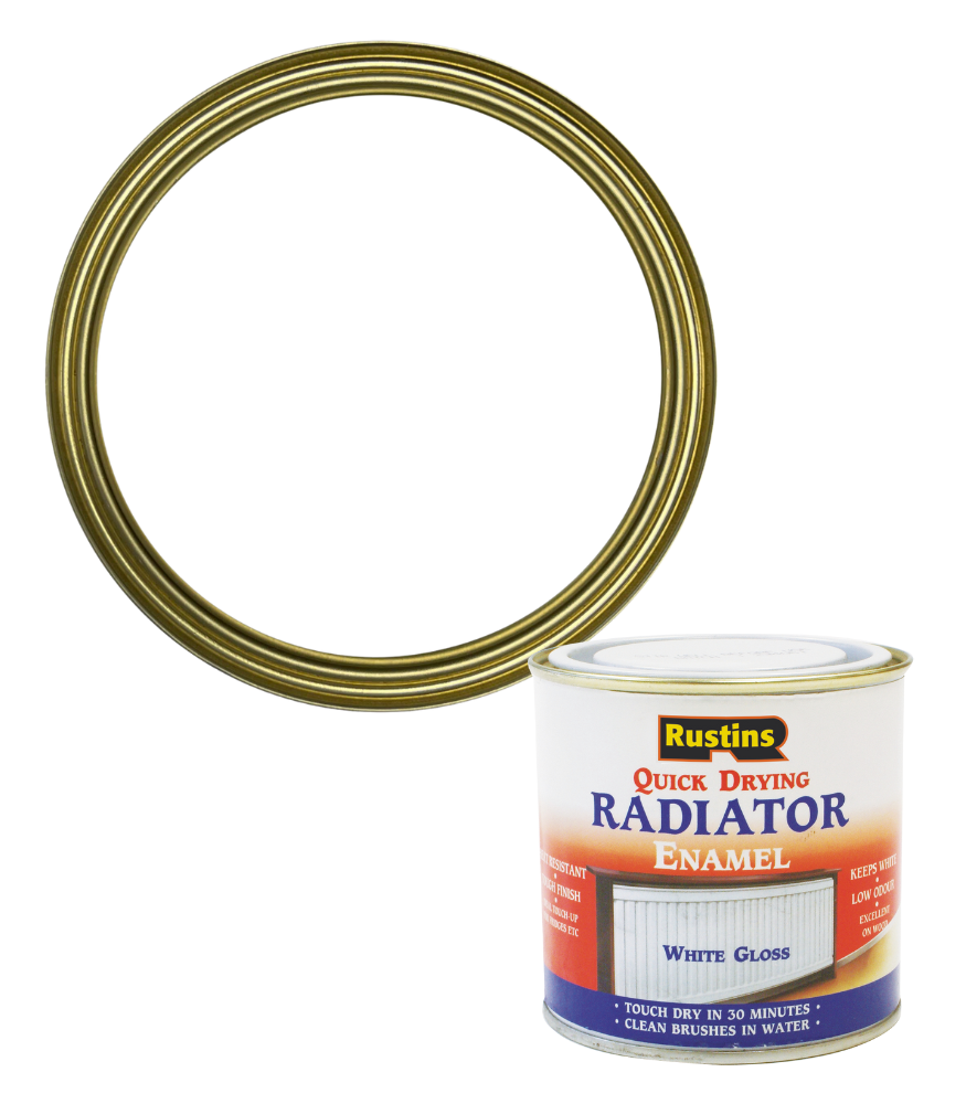 Rustins Quick Dry Radiator Enamel Paint - White - Gloss - 500ml