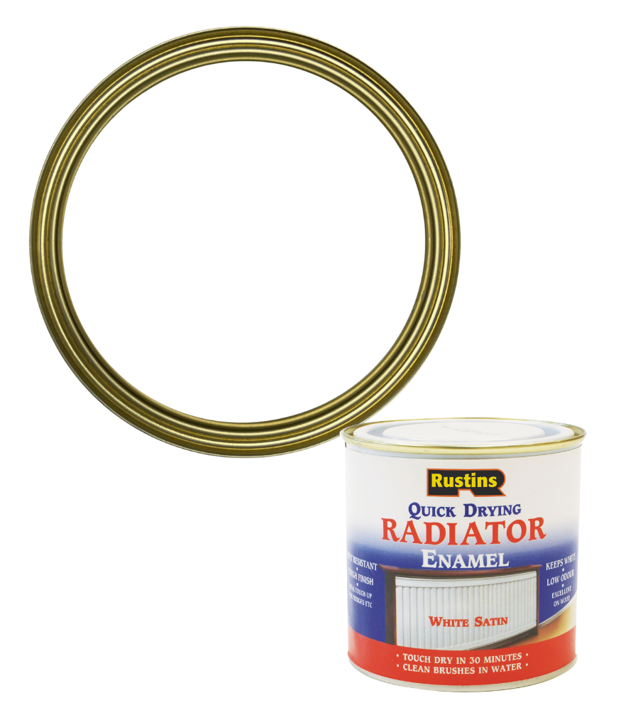 Rustins Quick Dry Radiator Enamel Paint - White - Satin - 500ml