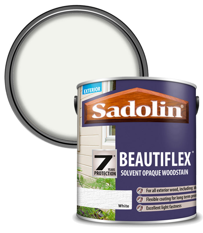 Sadolin Beautiflex Solvent Opaque Woodstain - White - 2.5L