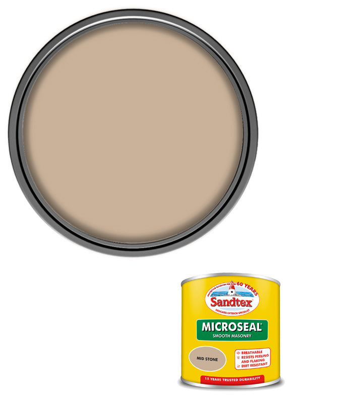 Sandtex 15 Year Microseal Smooth Masonry - Mid Stone - 150ml