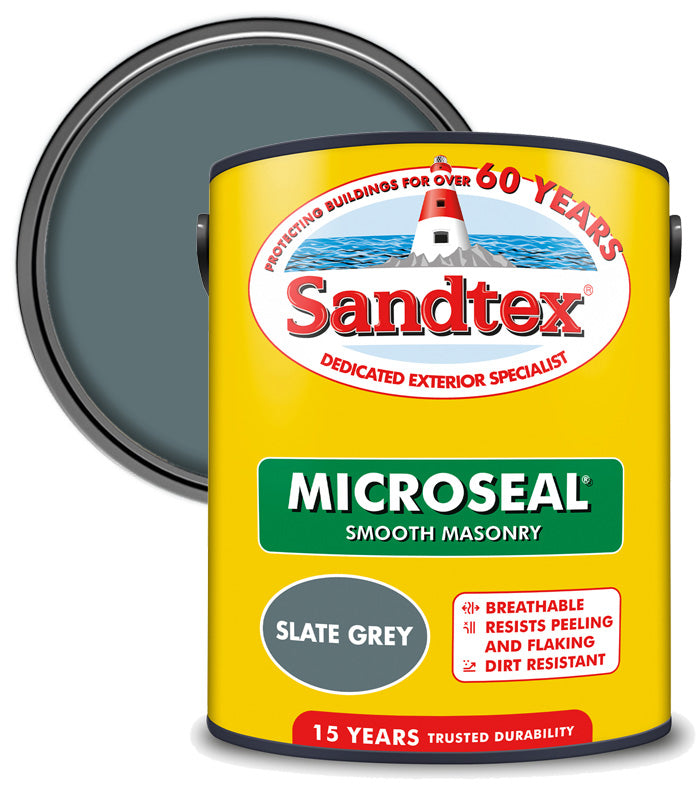 Sandtex 15 Year Microseal Smooth Masonry - Slate Grey - 5L