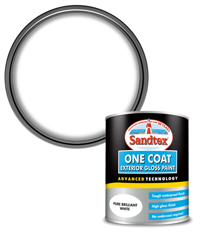 Sandtex One Coat Exterior Gloss - Brilliant White - 750ml