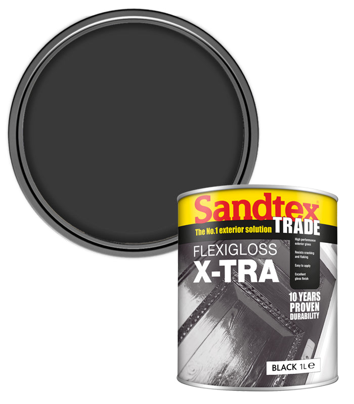 Sandtex Trade Flexigloss X-tra Flexible Gloss - Black - 1L
