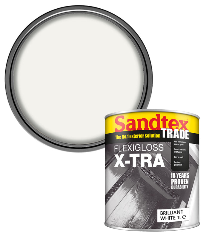 Sandtex Trade Flexigloss X-tra Flexible Gloss - Brilliant White - 1L