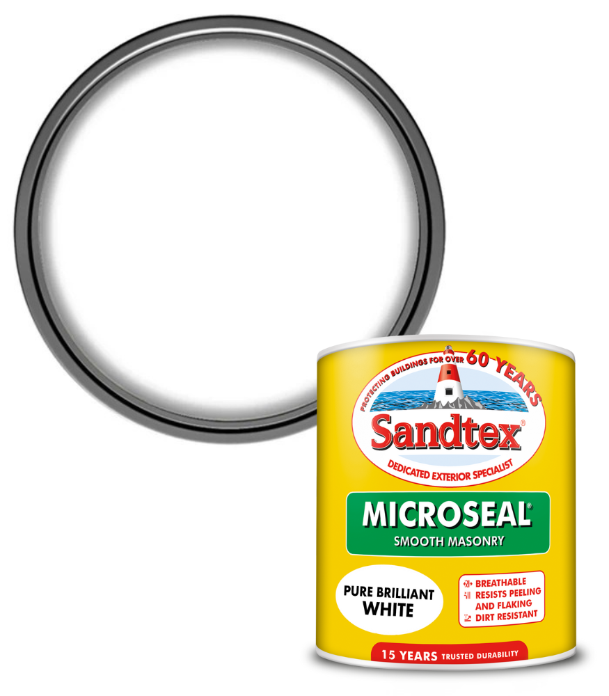 Sandtex 15 Year Microseal Smooth Masonry - Brilliant White - 1L