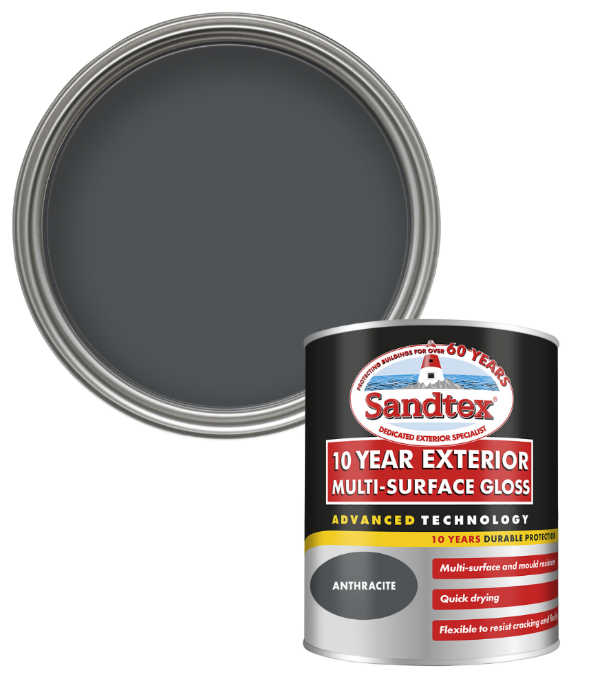 Sandtex 10 Year Exterior Multi Surface Gloss - Anthracite - 750ml