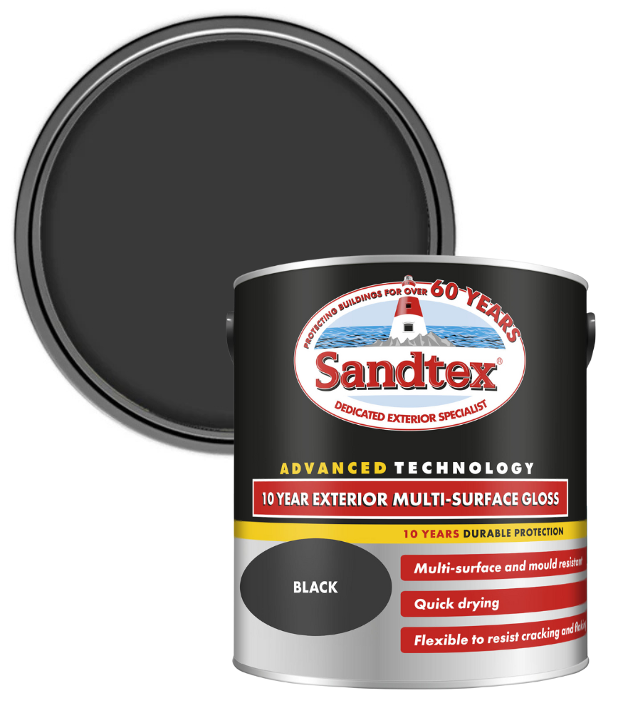 Sandtex 10 Year Exterior Multi Surface Gloss - Black - 2.5L