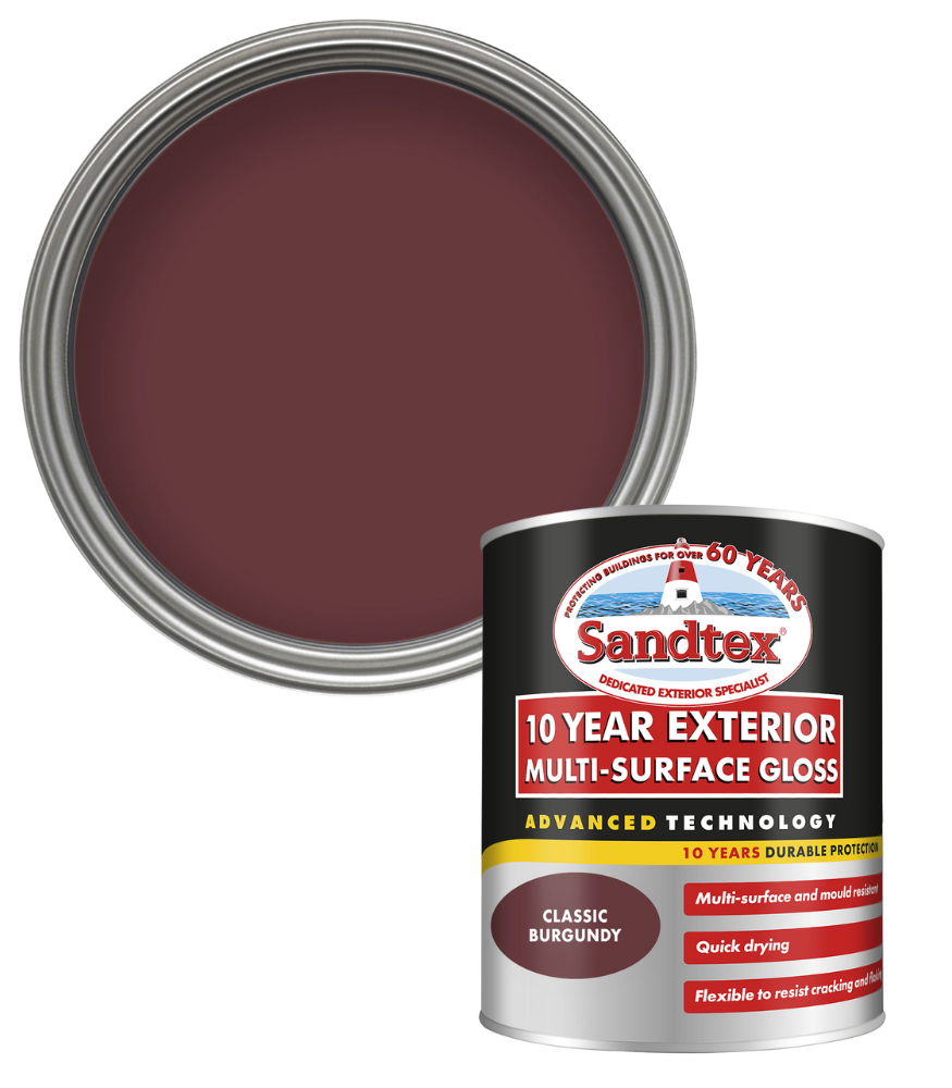 Sandtex 10 Year Exterior Multi Surface Gloss - Classic Burgundy - 750ml