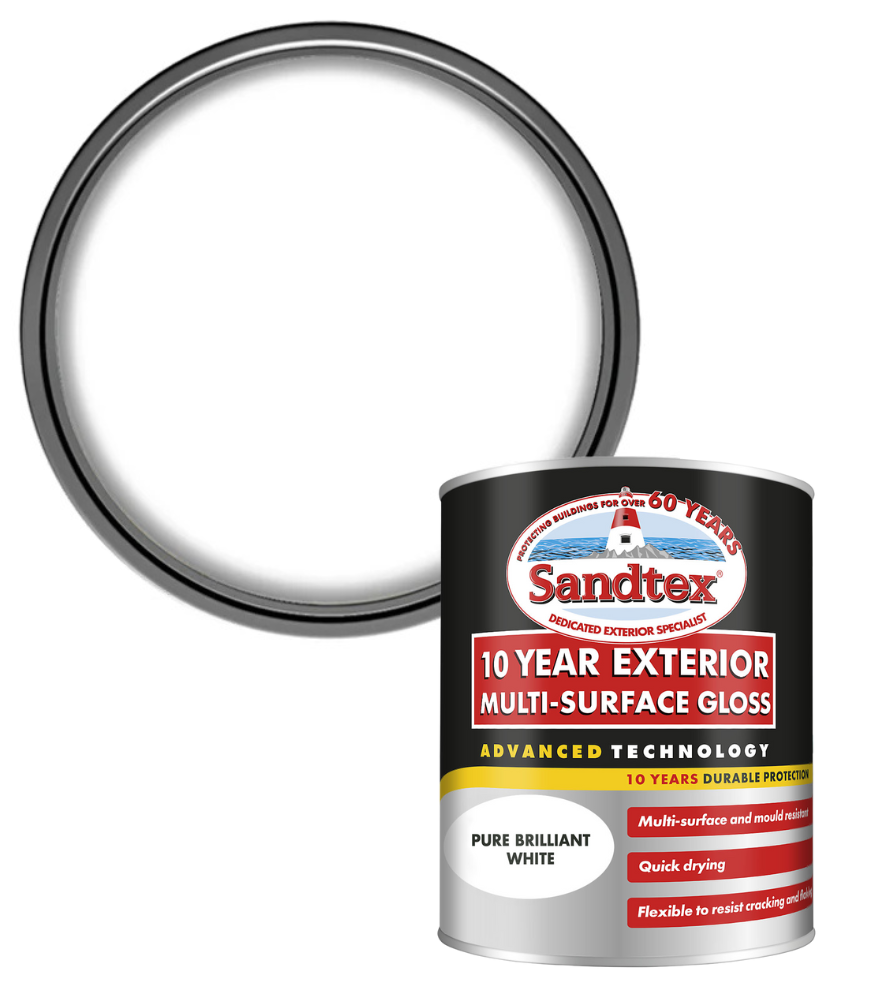Sandtex 10 Year Exterior Multi Surface Gloss - Brillant White - 750ml