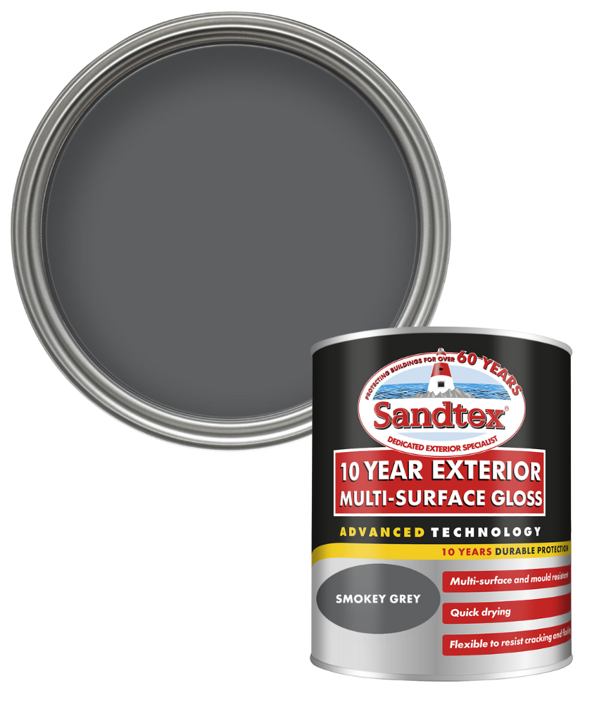 Sandtex 10 Year Exterior Multi Surface Gloss - Smokey Grey - 750ml