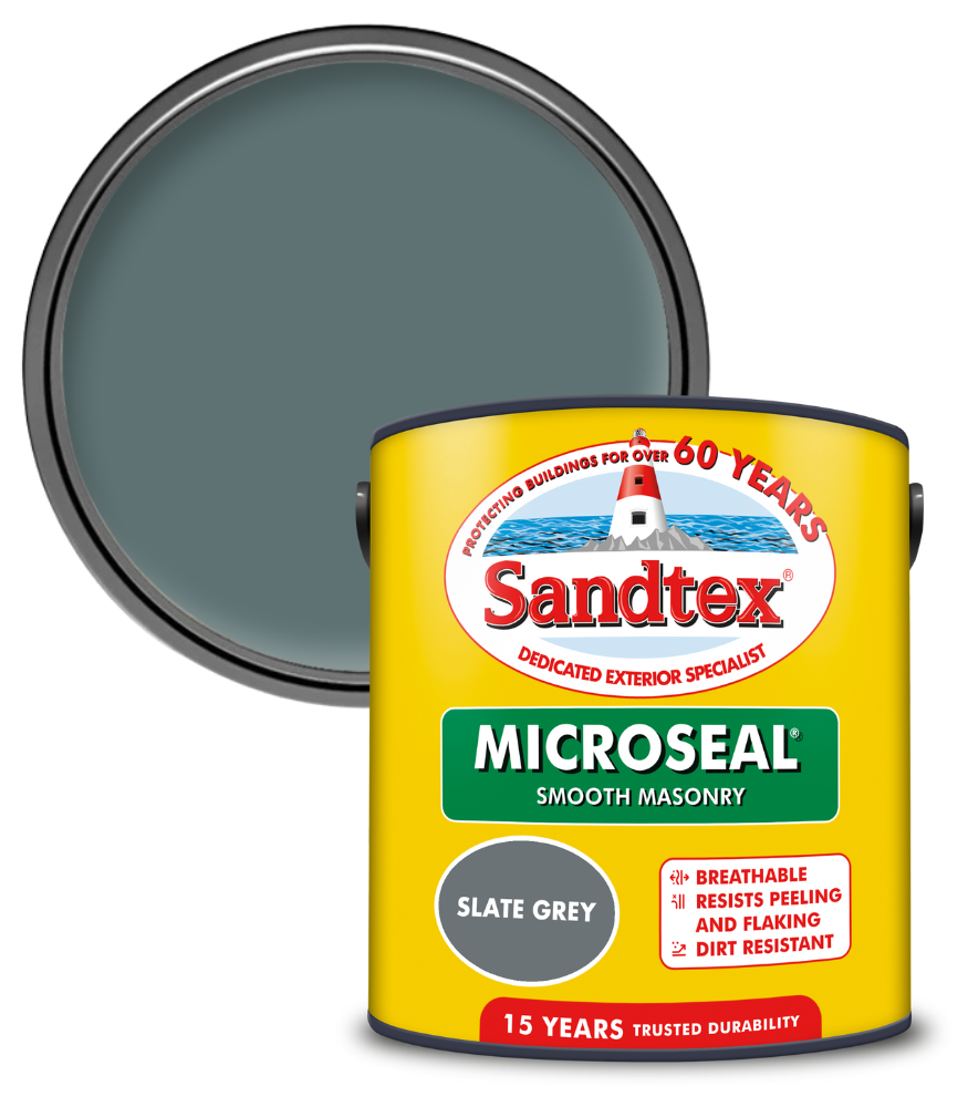 Sandtex 15 Year Microseal Smooth Masonry - Slate Grey - 2.5L