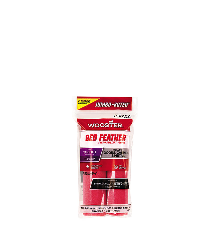 Wooster Jumbo Koter Red Feather 4.5 Inch Mini Roller Sleeves - Twin Pack