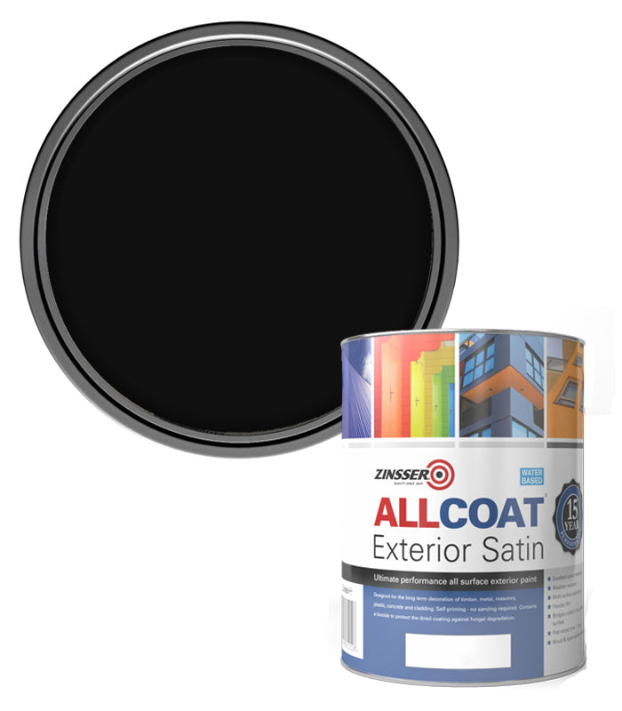 Zinsser AllCoat (Water Based) Exterior Satin - 1 Litre - Black