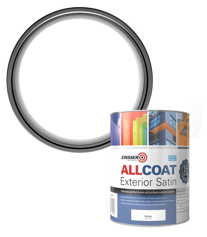 Zinsser AllCoat (Water Based) Exterior Satin - 1 Litre - White