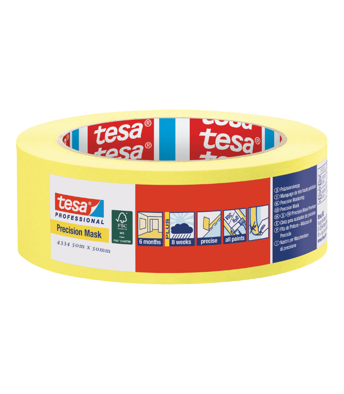 Tesa Precision Masking Tape Indoor (6 months) Yellow - 50mm x 50m