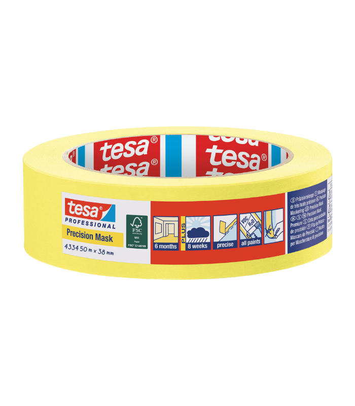 Tesa Precision Masking Tape Indoor (6 months) Yellow - 38mm x 50m