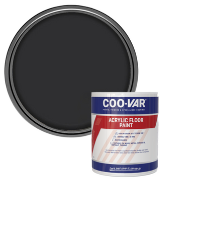 CooVar Acrylic Floor Paint - Black - 1 Litre