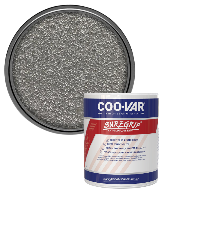 CooVar Suregrip Anti Slip Floor Paint - Light Grey - 1 Litre