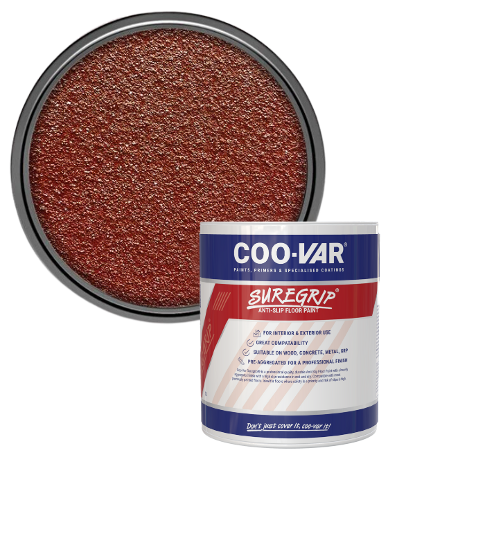 CooVar Suregrip Anti Slip Floor Paint - Tile Red - 1 Litre