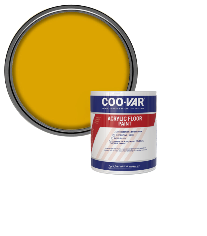 CooVar Acrylic Floor Paint - Yellow - 1 Litre