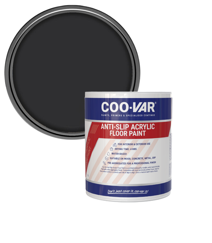 CooVar Anti Slip Acrylic Floor Paint - Black - 2.5 Litre