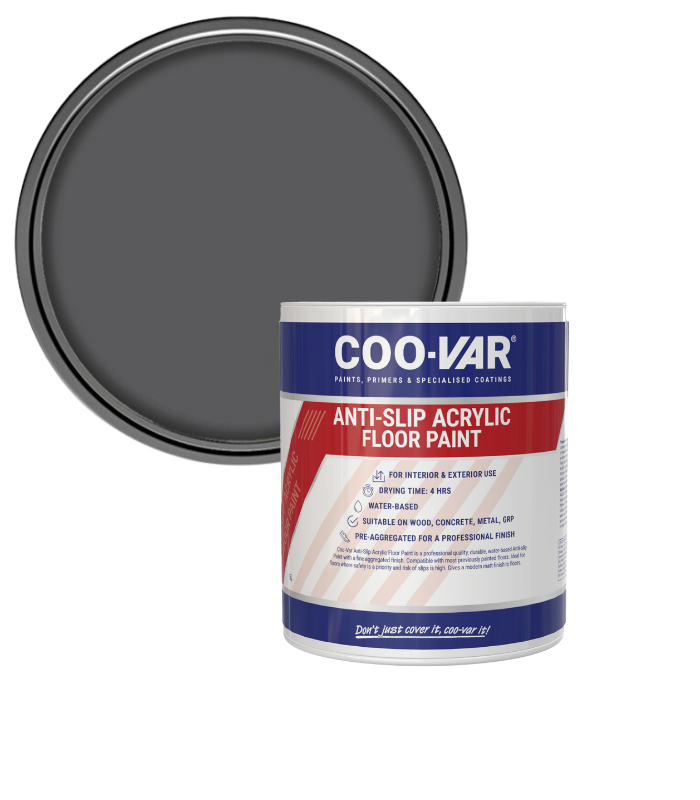 CooVar Anti Slip Acrylic Floor Paint - Grey - 2.5 Litre