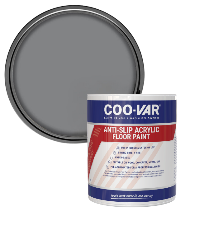 CooVar Anti Slip Acrylic Floor Paint - Light Grey - 2.5 Litre