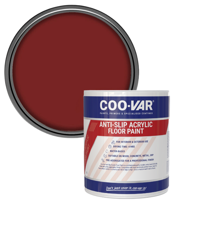 CooVar Anti Slip Acrylic Floor Paint - Red - 2.5 Litre