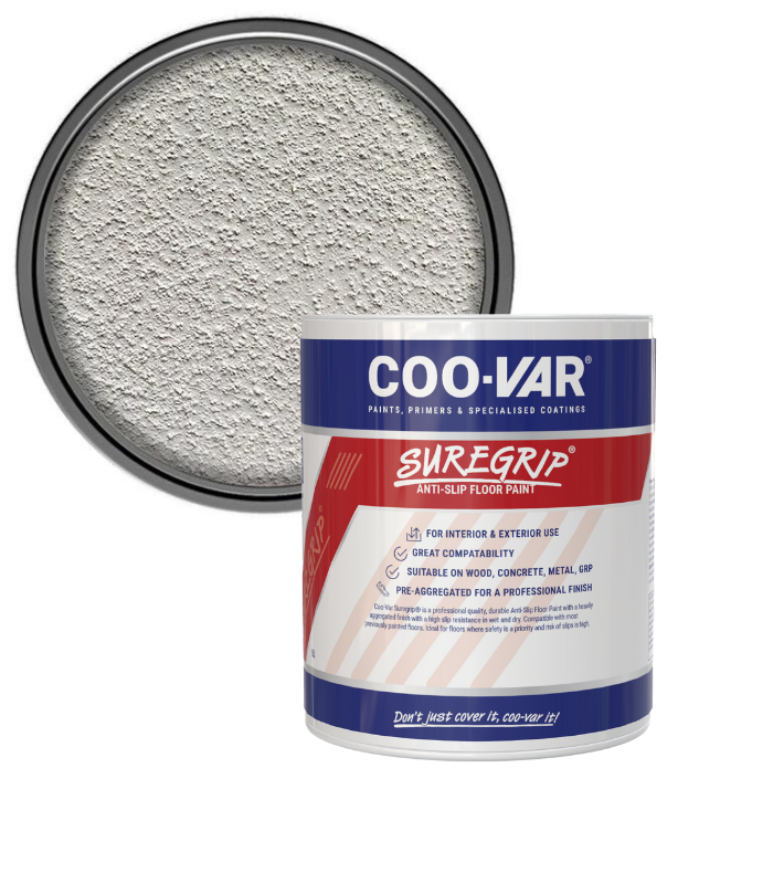 CooVar Suregrip Anti Slip Floor Paint - White - 2.5 Litre