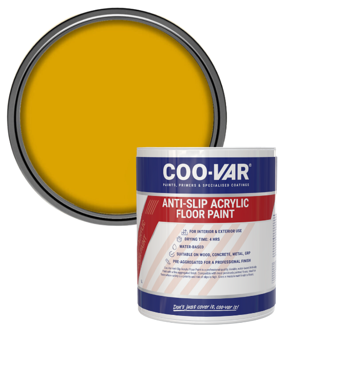 CooVar Anti Slip Acrylic Floor Paint - Yellow - 2.5 Litre