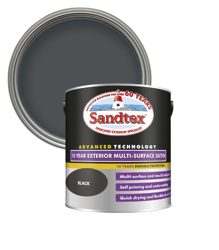 Sandtex 10 Year Exterior Multi Surface Satin - Black - 2.5L