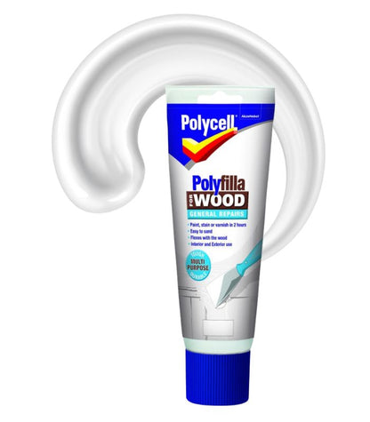Polycell Polyfilla Wood Filler General Repairs - Ready Mixed Tube - White - 330g