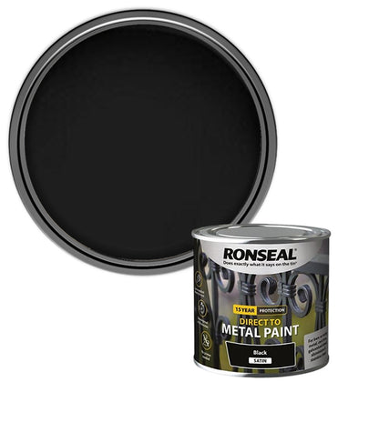 Ronseal 15 Year Direct To Metal Paint - Satin - Black - 250ml